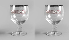 Chimay Silver Tone Rim Trappist Chalice Hainaut Belgium Beer Glass 50cl 2-Pack picture