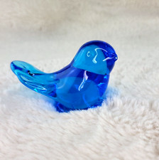 Bluebird of Happiness Glass VTG Figurine Blue Bird signed 1990 Cobalt picture