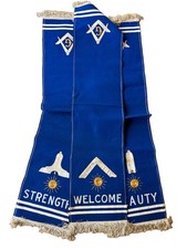 Antique Pettibone Bros Masonic Wool Banner Set of 3 Welcome Strength Beauty picture