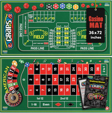 Gamie Double Sided Felt Roulette and Craps Table Mat, 36” x 72” Casino Games for picture