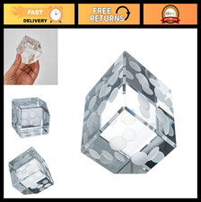 2-Inch Glass Dice Paperweight - 3D Laser Engraved Crystal Cube, Desktop Decor, C picture