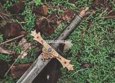 Unique Handmade Knights / Excalibur / Crown Sword with Leather Sheath. picture