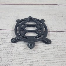 Vintage mini die-cast / steel black Turtle trivet picture