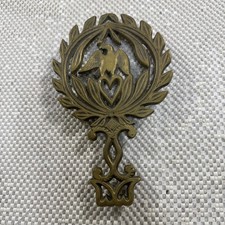 Vintage Solid Brass American Eagle Wreath Heart Footed Trivet 8.5