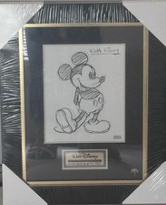 Walt Disney Mickey Mouse Framed Replica Sketch W/Facsimile Signature Sealed COA picture