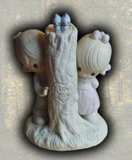Vintage Precious Moments Thee I Love Figurine E-3116 Boy Girl Tree I Love You picture