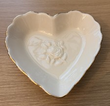 Lenox Heart Shaped Nut Trinket Dish Gold Rim