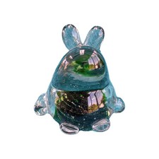 Vtg Glass Frog Amphibian Paperweight Figurine Green 5
