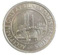 Dunes Oasis Casino Free Slot Play $1 Gaming Token Aluminum 39mm Coin Circa 1983 picture