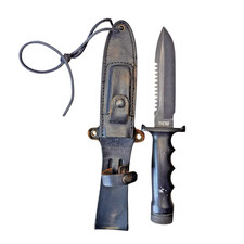 Vintage Explorer Wilderness survival fixed blade knife #21-049 w/ Leather Sheath picture