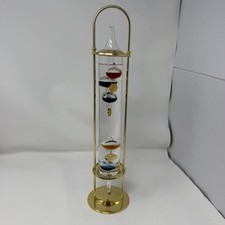 Vintage Galileo Atchimedes Bubble Thermometer With Brass Tiered Stand 16.5” picture