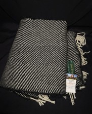 Biddy Murphy Irish Wool Blanket Throw Black White 54x72 Made in Ireland picture