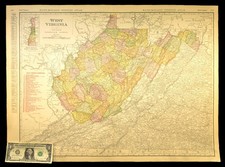1911 Antique West Virginia Railroad Map ORIGINAL Atlas Coal & Coke Railway DATED picture