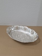 WMF Silverplate Pierced Footed Oval Bowl EP Brass Permanent Germany 11