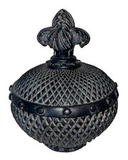Vintage nice Black French Gothic Style Large Trinket Candy Dish 6” X 8” picture