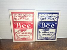 NOS Vintage Red & Blue Bee Playing Cards No. 92 club Special Sealed picture