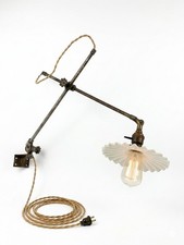 Vintage O.C White wall lamp with milk glass shade. Industrial  picture
