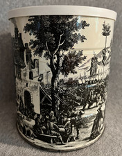 Vintage Hills Bros Coffee Can Tin Medieval Village & Tavern Scene Stamped Lid picture