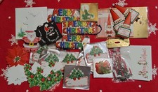 86 Vintage Hallmark Christmas Gift Tags Gummed Seals Santa Candles Trees picture