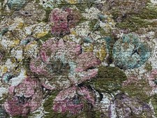 4 Vintage MCM DuPont Savallux Floral Barkcloth panels 80x87 each picture