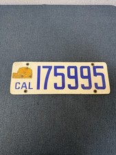 Vintage 1917 California License Plate 175995 W Poppy Registration Tab picture