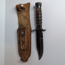 Vintage Valor 10998 Japan Pilot Survival Knife Sawback With Leather Sheath picture