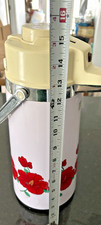 Vintage Floral Pump Airpot Party Time Thermos Dispenser Red Flowers 14” picture