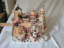 Vntg  Fiber Optic Ceramic Gingerbread House 19 1/2