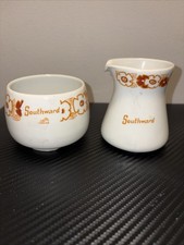 Porsgrund Norway MS Southward Sugar Bowl Creamer Set Norwegian Cruise Line Vtg picture