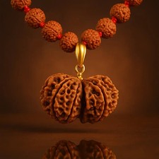Natural Gauri shankar rudraksha silver cap Pendent Lab certified Nepal origin picture
