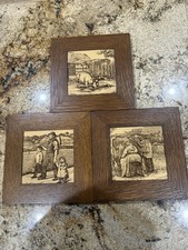 Original 19th Century Minton  Farm Animals $ Village Life Series Tiles Set of 3 picture