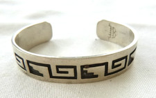 Hopi M & K Hoyungwa Hallmarked Cuff Bracelet 925 Sterling Silver Water Symbol picture