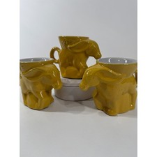 Frankoma Pottery 1975 Democratic Donkey Mugs Set of 3 Yellow Glaze DG05-739 picture