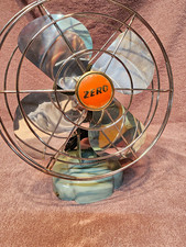 Zero 1250R U.S.A. Made Vintage Table/Desk Fan 4-Blade Metal Blue 40W Tilt picture