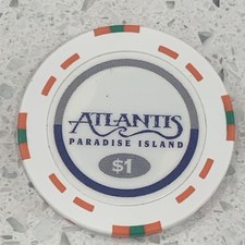 Atlantis Casino $1 Chip Poker Blackjack Gambling Token Paradise Island Bahamas picture