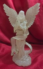 Vintage Acrylic Frosted Clear Winged Angel Figurine 8 Inches Tall picture