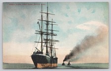 Ganges Ship Towing Puget Sound Seattle WA Vintage Postcard c1910 AH Publisher picture