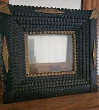 Charming Handmade Wooden  Antique Tramp Art Frame, 9