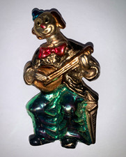 Vintage ELLE Enamel Musical CLOWN Pin Brooch Plays Banjo multicolored picture