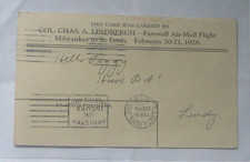 Historic Last Air Mail delivery 1928 postcard , Lindbergh signed it 'Lindy' picture