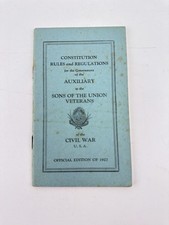 1927 Rules Regulations Auxiliary Sons of Union Veterans Civil War Booklet A1 picture
