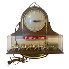 VTG Budweiser Lighted Advertising Wall Clock World Champions Clydesdale WORKS picture