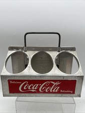 Vintage Coca-Cola Silver Aluminum 1950s 6-Pack Bottle Carrier Coke Caddy Holder picture