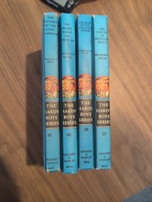 4 vintage Hardy Boys blue matte hardcover mystery books by Grosset & Dunlap picture