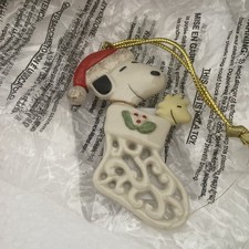 Lenox Snoopy Peanuts Pierced Snoopy Woodstock Stocking Charm Christmas Ornament picture