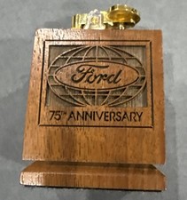 Vintage 1978 Ford 75th Anniversary Walnut Table Lighter Lasercraft picture