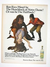 Print Ad Ronrico Rum 1960s Hunchback Halfback Retro Liquor Humor Cocktail MOD picture