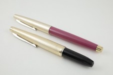 Pair of Vintage Platinum Fountain Pens 14K Gold Nib Black/Gold & Pink/Gold picture
