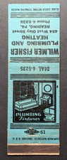 Vintage Wilmer Fisher Plumbing Reading PA Matchbook Cover picture