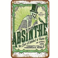 Tin Metal Signs Home Décor, Dafony Absinthe Wall Poster Retro Plaque Warning Vin picture